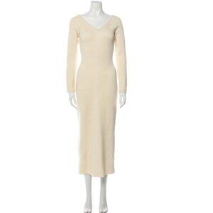 Lela Rose Ribbed kintted V-Neck Long Dress Size: M